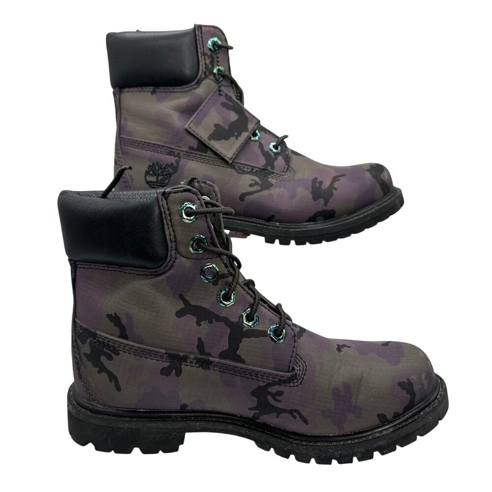 Timberland 6” Premium Anti-Fatigue Camo Boots A25E3 Women’s Sz 7 NWOT Purple
